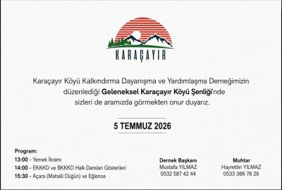 Karaçayır Köyü Şenliği 5 Temmuz 2026 Pazar günü 1290